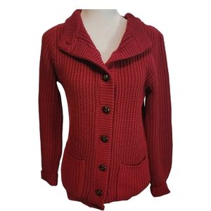 EUC Vintage Sweetree Deep Red Leather Button Up Cardigan